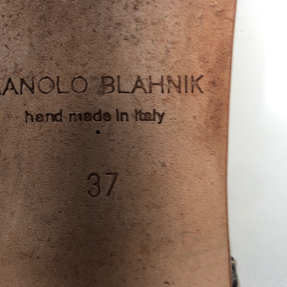 Manolo Blahnik Handmade in Italy. Leather Animal Print Flats Sandals, Size 7 (US - Picture 14 of 14